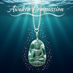 Guanyin ~ Green India Agate Amulet! Compassion & Kindness. Kuan Yin aka Quan Yin